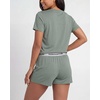 image:image2 Pack Womens Pajama Sets 2 Piece Boxy Tee Sleep Shorts PJs Sleepwear CuteCharcoal Heather  Solid Iceberg Green