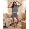 image:image2 Pack Womens Pajama Sets 2 Piece Boxy Tee Sleep Shorts PJs Sleepwear CuteGrey Heather  Charcoal Heather