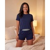 image:image2 Pack Womens Pajama Sets 2 Piece Boxy Tee Sleep Shorts PJs Sleepwear CuteSolid Navy Blazer  Grey Heather