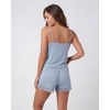 image:image2 Pack Womens Pajama Sets 2 Piece Lace Trim Cami Tank Shorts Sleepwear PJsSolid Ballad Blue  Solid Pale Lilac