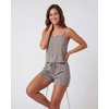 image:image2 Pack Womens Pajama Sets 2 Piece Lace Trim Cami Tank Shorts Sleepwear PJsSolid Black  Charcoal Heather