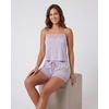 image:image2 Pack Womens Pajama Sets 2 Piece Lace Trim Cami Tank Shorts Sleepwear PJsSolid Iceberg Green  Solid Orchid Petal