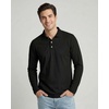 image:image3 Pack Mens Cotton Pique Long Sleeve Polo Shirts Golf Collared WorkBlack  Black  Black  Black