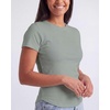 image:image3 Pack Womens Cotton Ribbed Tshirts Short Sleeve Crew Neck Tees Basic TopsSolid Black  Solid Iceberg Green  Solid Orchid Petal