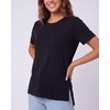 image:image3 Pack Womens Cotton Tshirts Split Hem Short Sleeve Crew Neck Tees TopsSolid Black  Solid Black  Solid Black