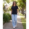 image:image3 Pack Womens Cotton Tshirts Split Hem Short Sleeve Crew Neck Tees TopsSolid Black  Solid Black  Solid Black