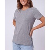 image:image3 Pack Womens Cotton Tshirts Split Hem Short Sleeve Crew Neck Tees TopsSolid Black  Solid Bright White  Grey Heather