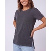 image:image3 Pack Womens Cotton Tshirts Split Hem Short Sleeve Crew Neck Tees TopsSolid Black  Solid Burgundy  Charcoal Heather