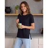 image:image3 Pack Womens Cotton Tshirts Split Hem Short Sleeve Crew Neck Tees TopsSolid Black  Solid Chocolate Torte  Solid Moonbeam