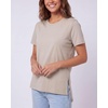 image:image3 Pack Womens Cotton Tshirts Split Hem Short Sleeve Crew Neck Tees TopsSolid Black  Solid Chocolate Torte  Solid Moonbeam