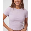 image:image3 Pack Womens Cropped Cotton Tshirts Ribbed Cap Sleeve Tees Going Out TopsSolid Black  Solid Iceberg Green  Solid Orchid Petal