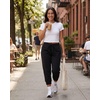 image:image3 Pack Womens Fleece Capri Joggers Cropped Sweatpants Lounge with PocketsSolid Black  Solid Ballad Blue  Solid Pale Lilac