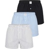 image:image3 Pack Mens Cotton Pajama Shorts Poplin Woven Lounge Sleep PJs with PocketsSolid Black  Clear Sky Stripe  Bright White Stripe