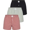 image:image3 Pack Mens Cotton Pajama Shorts Poplin Woven Lounge Sleep PJs with PocketsSolid Black  Iceberg Green Stripe  Red Ochre Stripe