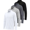 image:image3 Pack Mens Cotton Pique Long Sleeve Polo Shirts Golf Collared WorkBlack  Quite Shade  Grey  White