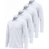 image:image3 Pack Mens Cotton Pique Long Sleeve Polo Shirts Golf Collared WorkWhite  White  White  White