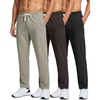image:image3 Pack Mens French Terry Sweatpants Open Bottom Cotton Lounge Gym PocketsBlack  Chocolate Torte  Abbey Stone