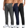 image:image3 Pack Mens French Terry Sweatpants Open Bottom Cotton Lounge Gym PocketsBlack  Navy Blazer  Charcoal Heather