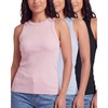 image:image3 Pack Womens Cotton Ribbed Tank Tops Sleeveless Crew Neck Basic LayeringSolid Black  Solid Ballad Blue  Solid Pale Lilac