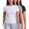 image:image3 Pack Womens Cotton Ribbed Tshirts Short Sleeve Crew Neck Tees Basic TopsSolid Black  Grey Heather  Solid Bright White
