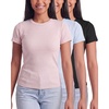image:image3 Pack Womens Cotton Ribbed Tshirts Short Sleeve Crew Neck Tees Basic TopsSolid Black  Solid Ballad Blue  Solid Pale Lilac