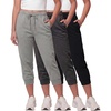 image:image3 Pack Womens Fleece Capri Joggers Cropped Sweatpants Lounge with PocketsSolid Black  Charcoal Heather  Grey Heather