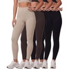 image:image4 Pack Womens Leggings High Waisted Tummy Control Yoga Pants Workout GymSolid Black  Solid Black  Solid Chocolate Torte  Solid Moonbeam