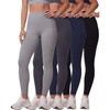image:image4 Pack Womens Leggings High Waisted Tummy Control Yoga Pants Workout GymSolid Black  Solid Navy Blazer  Solid Quiet Shade  Solid Ultimate Grey