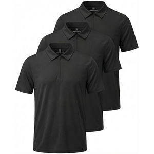 image:image3 Pack Mens Dry Fit Polo Shirts Quarter Zip Short Sleeve Collared Tees WorkSolid Black  Solid Black  Solid Black
