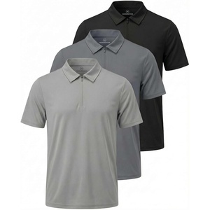image:image3 Pack Mens Dry Fit Polo Shirts Quarter Zip Short Sleeve Collared Tees WorkSolid Black  Solid Quiet Shade  Solid Ultimate Grey
