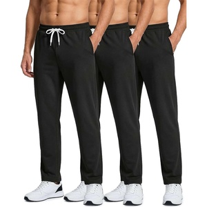 image:image3 Pack Mens French Terry Sweatpants Open Bottom Cotton Lounge Gym PocketsBlack  Black  Black