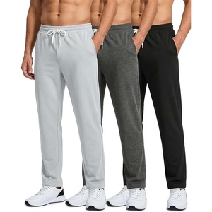 image:image3 Pack Mens French Terry Sweatpants Open Bottom Cotton Lounge Gym PocketsBlack  Charcoal Heather  Dawn Blue
