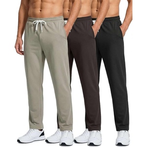image:image3 Pack Mens French Terry Sweatpants Open Bottom Cotton Lounge Gym PocketsBlack  Chocolate Torte  Abbey Stone