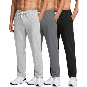 image:image3 Pack Mens French Terry Sweatpants Open Bottom Cotton Lounge Gym PocketsBlack  Quite Shade  Grey Heather