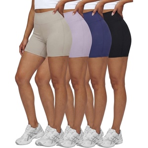 image:image4 Pack Womens 6 Biker Shorts High Waisted Athletic Running Workout YogaSet 4