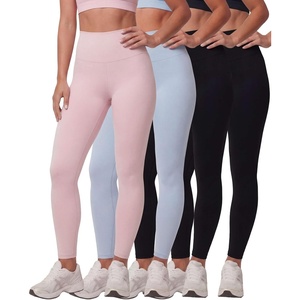 image:image4 Pack Womens Leggings High Waisted Tummy Control Yoga Pants Workout GymSolid Black  Solid Black  Solid Ballad Blue  Solid Pale Lilac