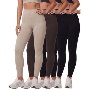 image:image4 Pack Womens Leggings High Waisted Tummy Control Yoga Pants Workout GymSolid Black  Solid Black  Solid Chocolate Torte  Solid Moonbeam