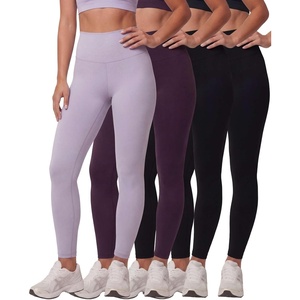 image:image4 Pack Womens Leggings High Waisted Tummy Control Yoga Pants Workout GymSolid Black  Solid Black  Solid Plum Perfect  Solid Orchid Petal