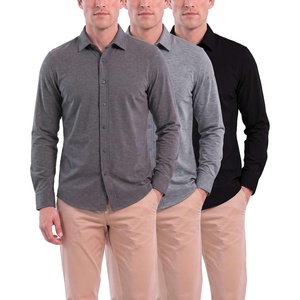 image:imageMens Long Sleeve Cotton Button Down Shirts Casual Work Business TopsSolid Black  Charcoal Heather  Grey Heather