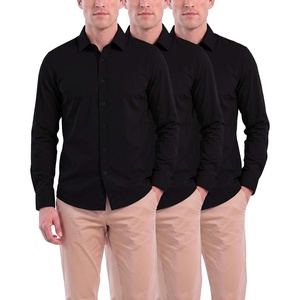 image:imageMens Long Sleeve Cotton Button Down Shirts Casual Work Business TopsSolid Black  Solid Black  Solid Black