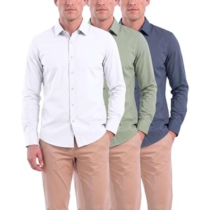 image:imageMens Long Sleeve Cotton Button Down Shirts Casual Work Business TopsSolid Vintage Indigo  Solid Desert Sage  Solid Bright White
