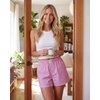 image:image3 Pack Womens Cotton Pajama Shorts Boxer Lounge Sleepwear PJs with PocketsCharcoal Art Stripe  Moonlight Mauve Stripe  Transparent Yellow Stripe