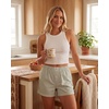 image:image3 Pack Womens Cotton Pajama Shorts Boxer Lounge Sleepwear PJs with PocketsIceberg Green Stripe  Orchid Petal Stripe  Bright White Stripe