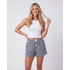 image:image3 Pack Womens Cotton Pajama Shorts Boxer Lounge Sleepwear PJs with PocketsQuiet Shade Stripe  Vintage Indigo Plaid  Ballad Blue Check