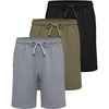 image:image3 Pack Boys Fleece Shorts Athletic Gym Kids Teens Pajama Sleep PocketsSolid Black  Solid Martini Olive  Solid Sleet