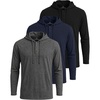 image:image3 Pack Mens Cotton Henley Hoodie Pullover Hooded Shirts Sweatshirts TopsBlack  Navy  Charcoal