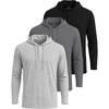 image:image3 Pack Mens Cotton Henley Hoodie Pullover Hooded Shirts Sweatshirts TopsBlack  Quite Shade  Grey