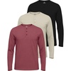 image:image3 Pack Mens Cotton Long Sleeve Henley T Shirts Casual Work Gym Workout TeeLong Sleeve  Set 1