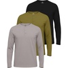 image:image3 Pack Mens Cotton Long Sleeve Henley T Shirts Casual Work Gym Workout TeeLong Sleeve  Set 10