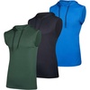 image:image3 Pack Mens Dry Fit Tank Top Hoodie Sleeveless Workout Gym Muscle ShirtsSet 4